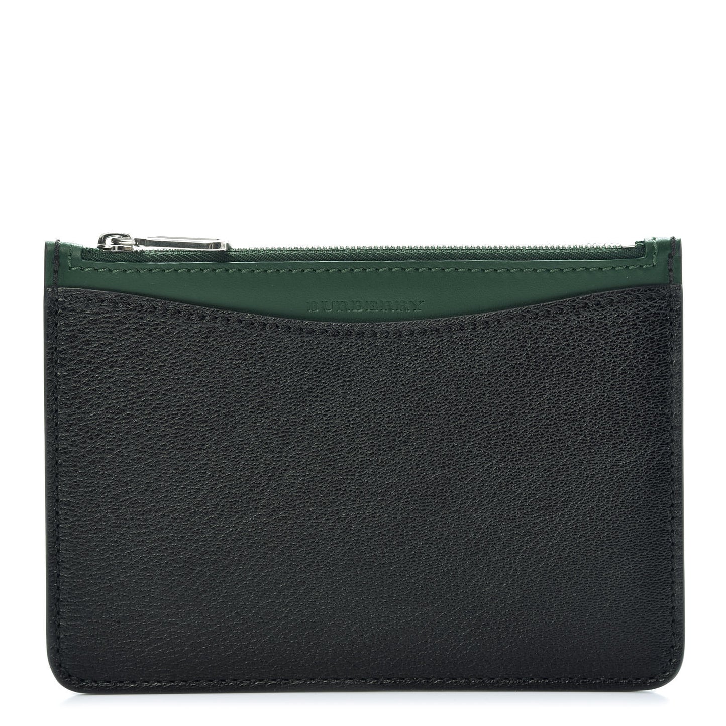 Goatskin D-Ring Zipper Coin Pouch Black Dark Green