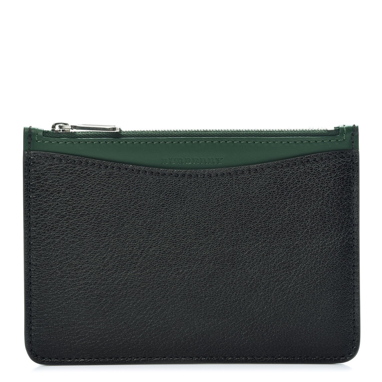 Burberry Goatskin D-Ring Zipper Coin Pouch Black Dark Green 1 of 8