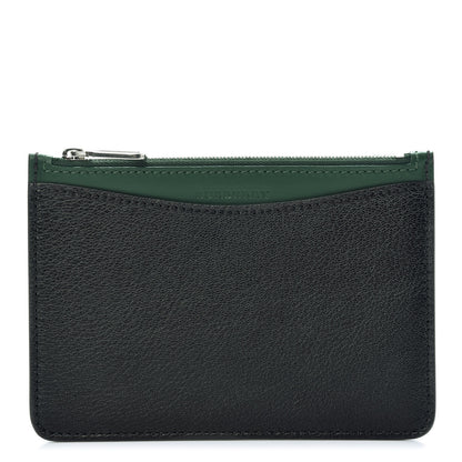 Burberry Goatskin D-Ring Zipper Coin Pouch Black Dark Green 1 of 8