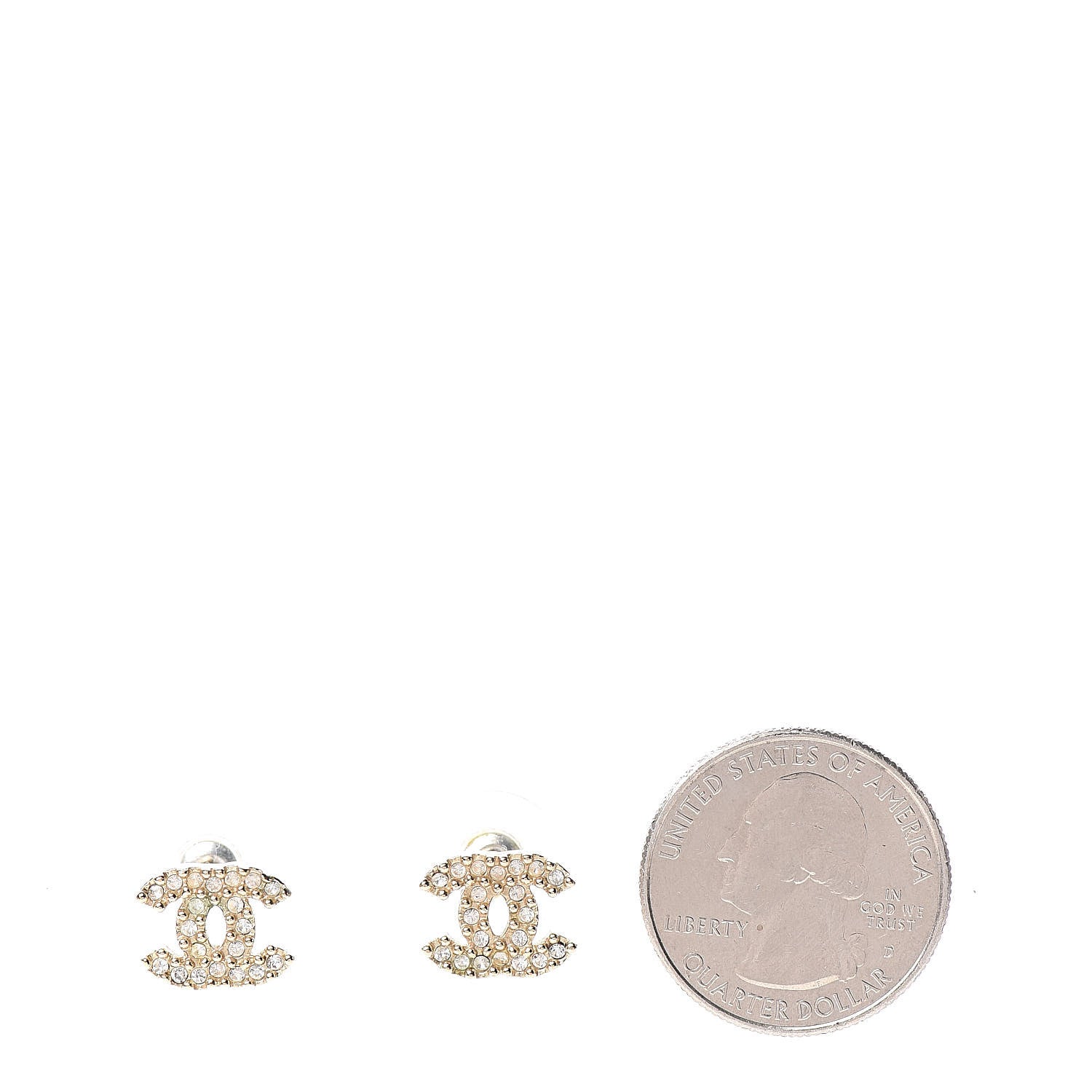 Chanel Crystal Mini CC Earrings Light Gold 2 of 4