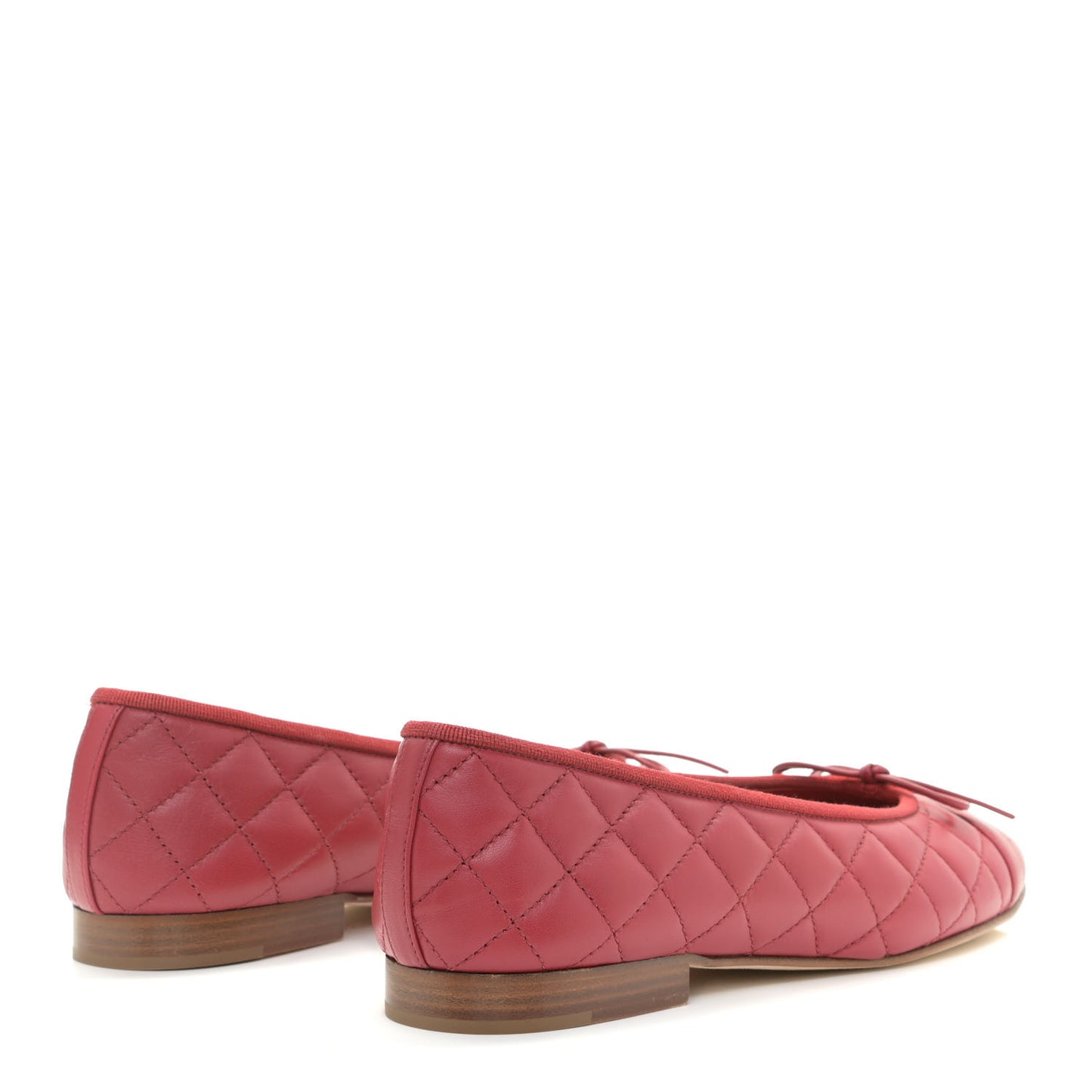 Lambskin Quilted CC Cap Toe Ballerina Flats 39.5 Light Red