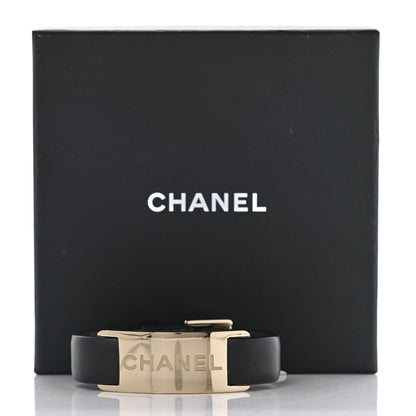 Chanel Calfskin Logo Buckle Bracelet S Black 6 of 6