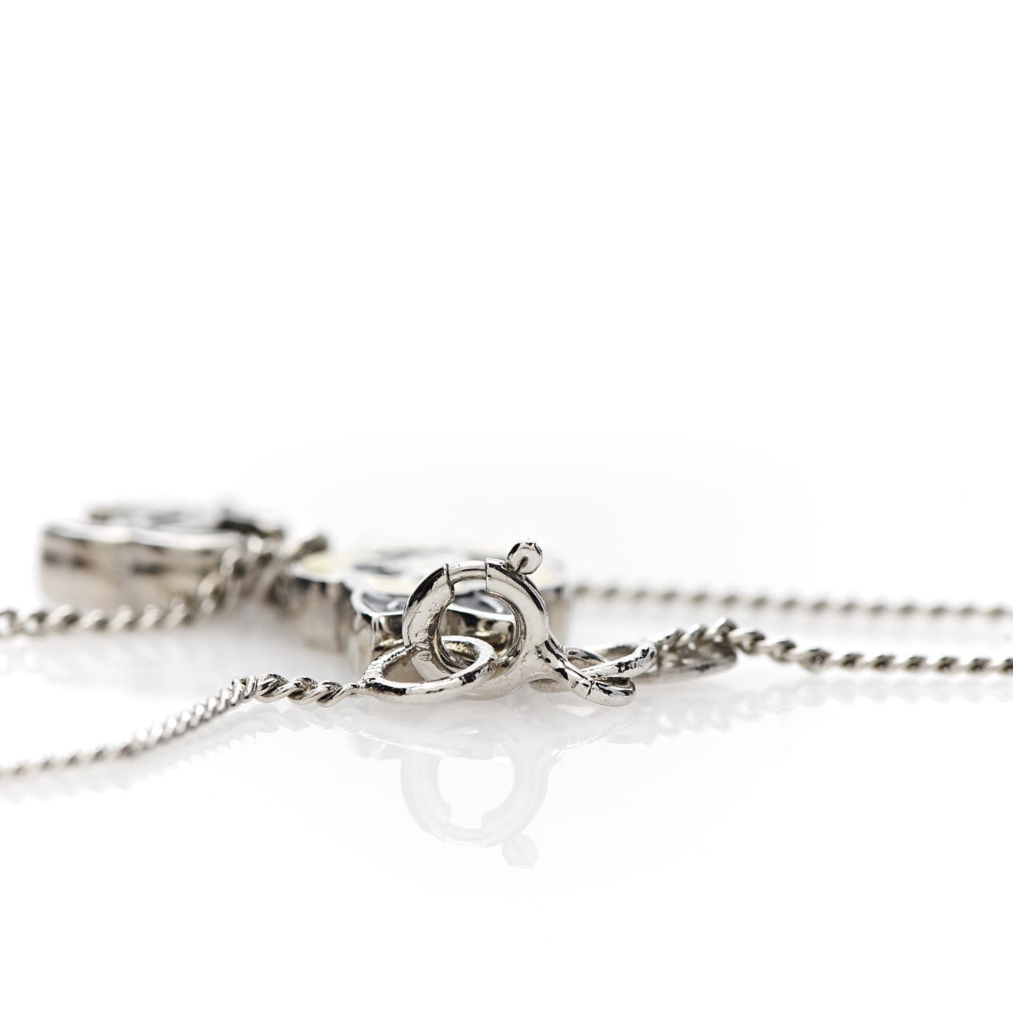 Enamel CC Camellia Necklace Silver Black