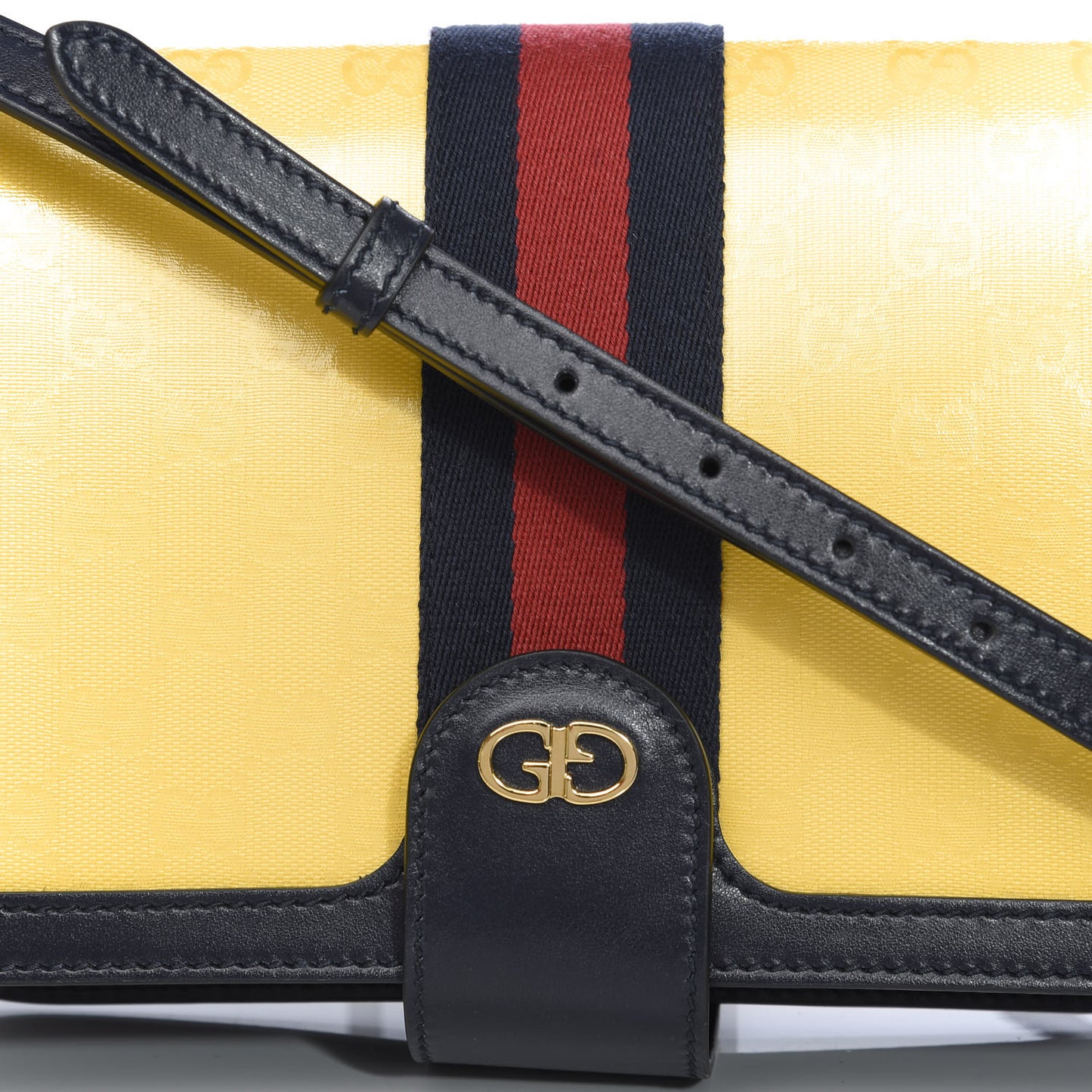 Crystal Monogram Plutone Calfskin Web Ophidia Flap Messenger Bag Straw Yellow Blue