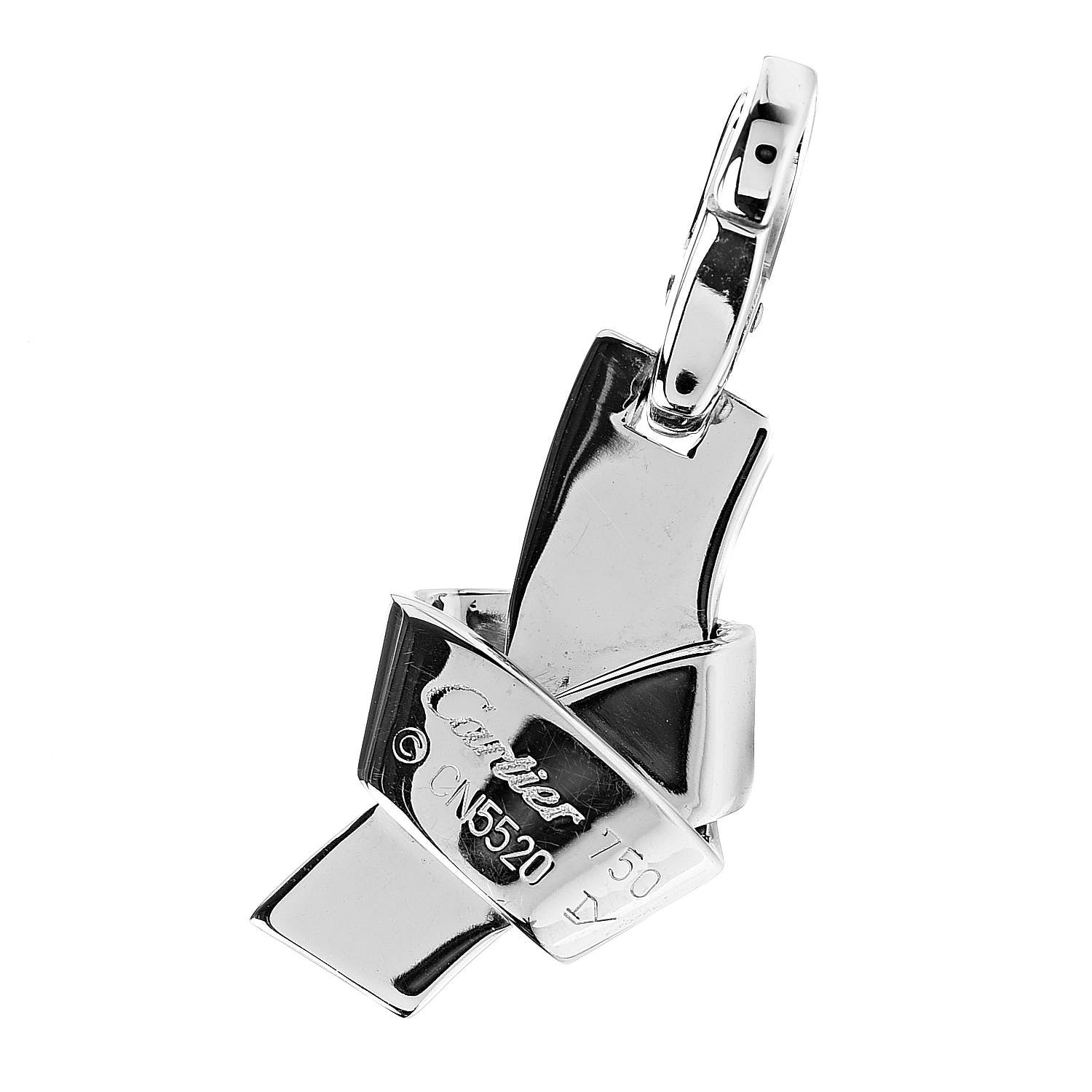 Cartier 18K White Gold Diamond Ribbon Knot Charm 3 of 3