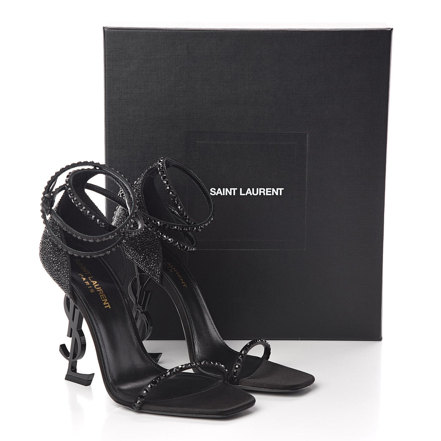 Satin Crystal Opyum Sandals 38 Black