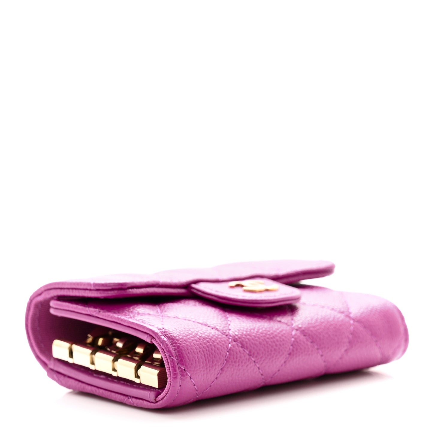 Caviar Quilted Classic 4 Key Holder Wallet Dark Pink