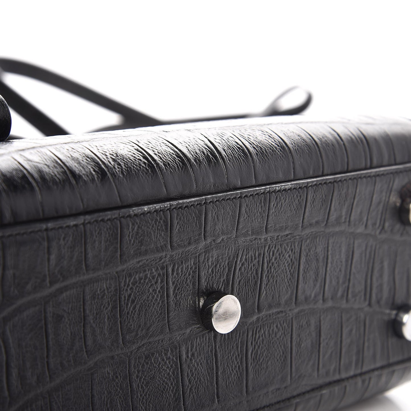 Calfskin Crocodile Embossed Nano Sac De Jour Black