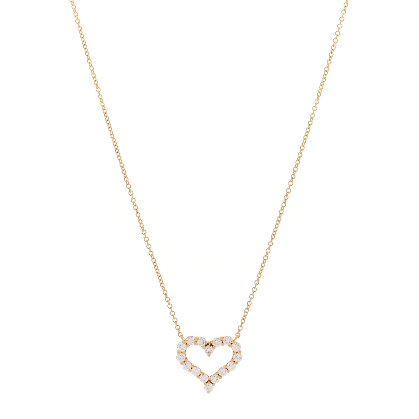 18K Yellow Gold Diamond Small  Heart Pendant Necklace