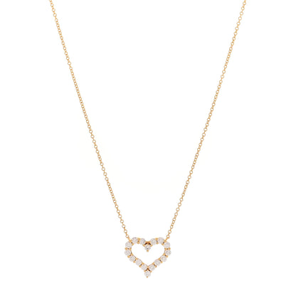 Tiffany 18K Yellow Gold Diamond Small  Heart Pendant Necklace 1 of 5
