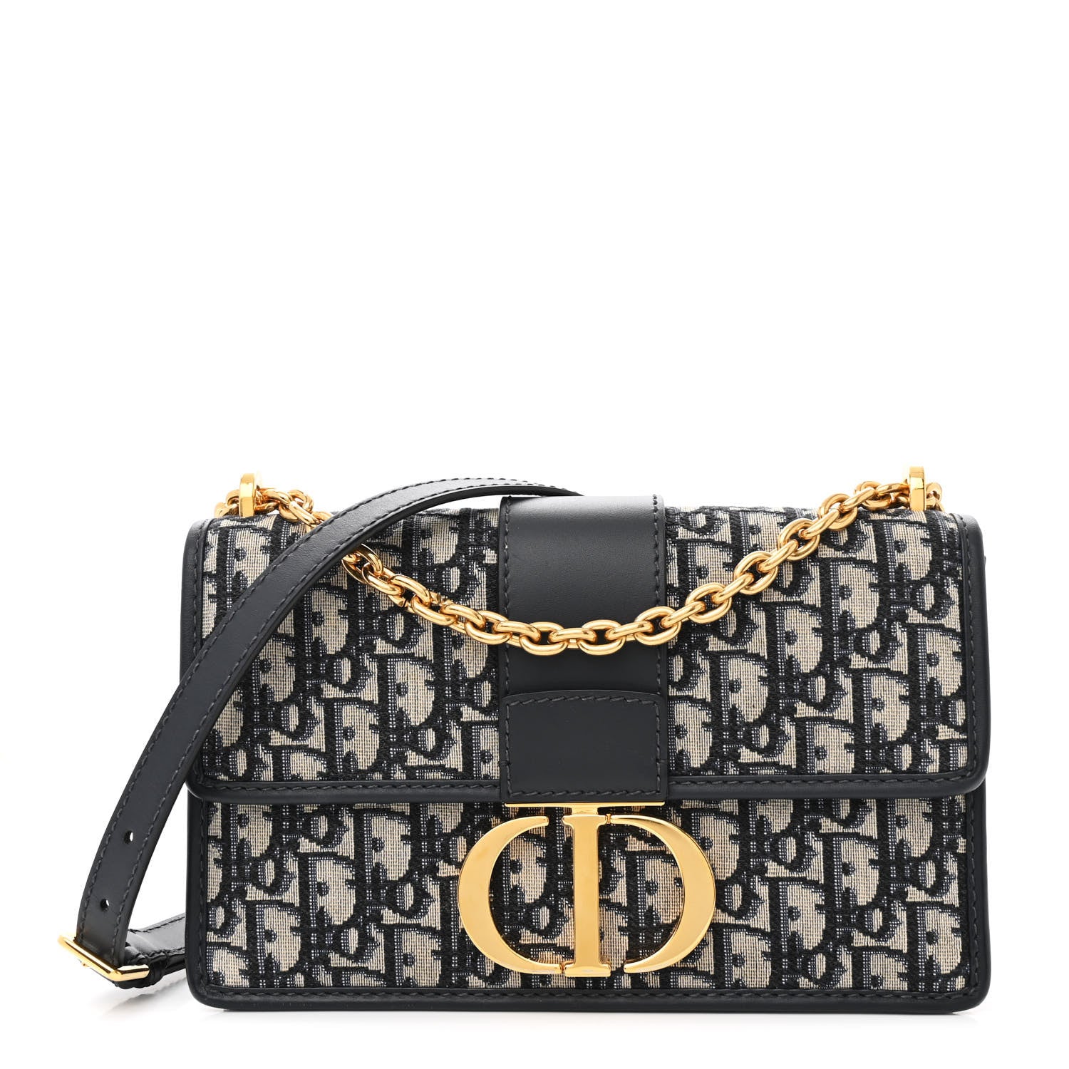 Christian Dior Oblique 30 Montaigne Chain Flap Bag Blue 1 of 15