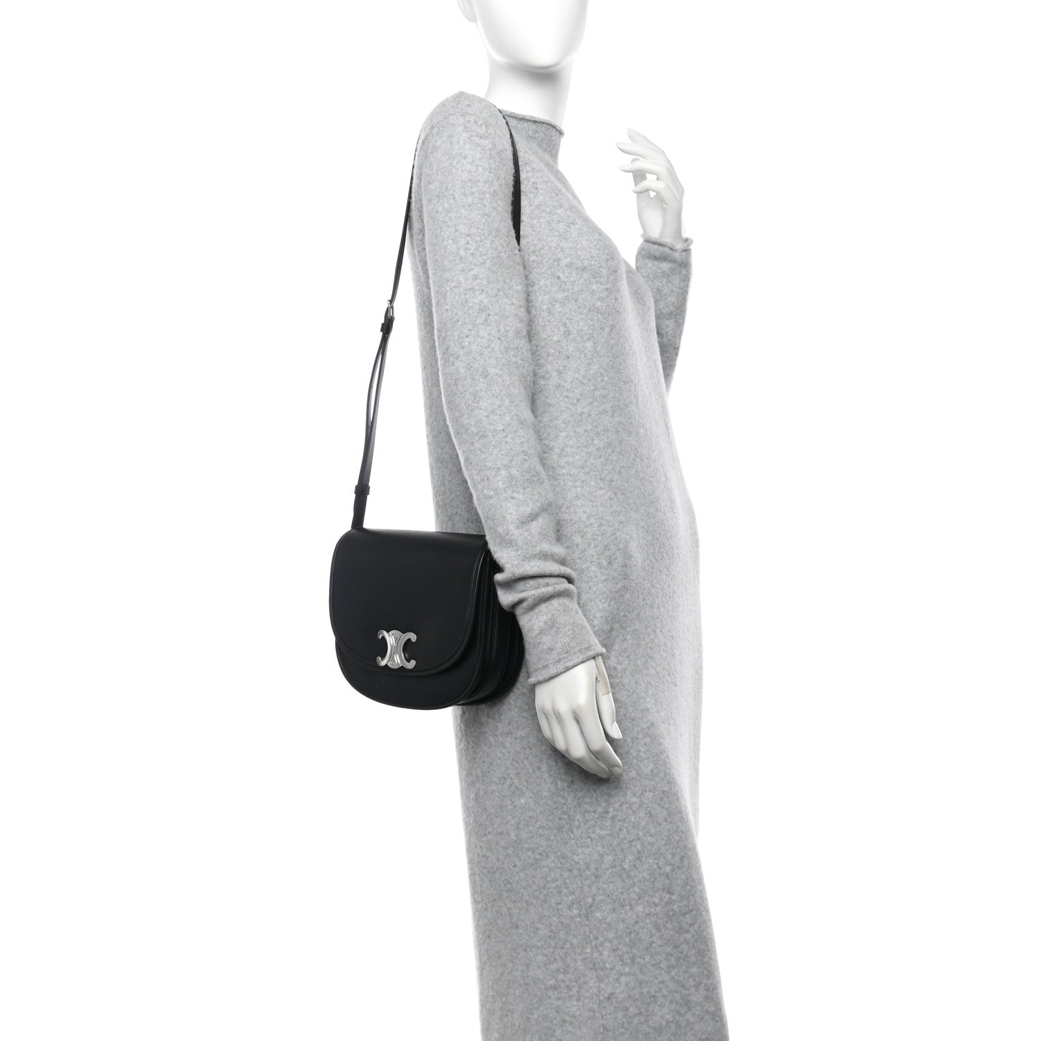 Celine Supple Calfskin Medium Triomphe Besace Black 2 of 9