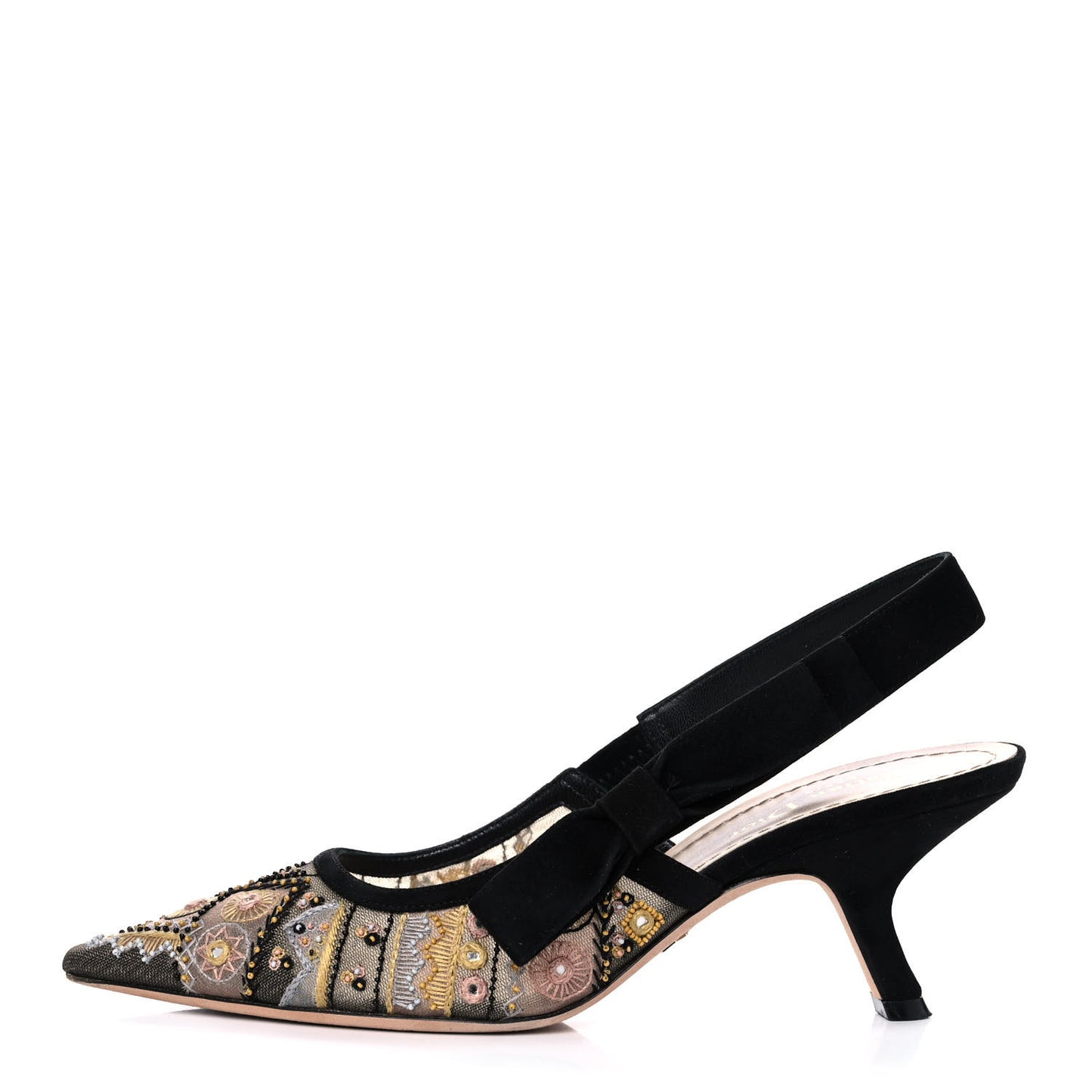 Embroidered Calfskin Beaded Sweet D Sling-Back Pumps 37.5 Multicolor