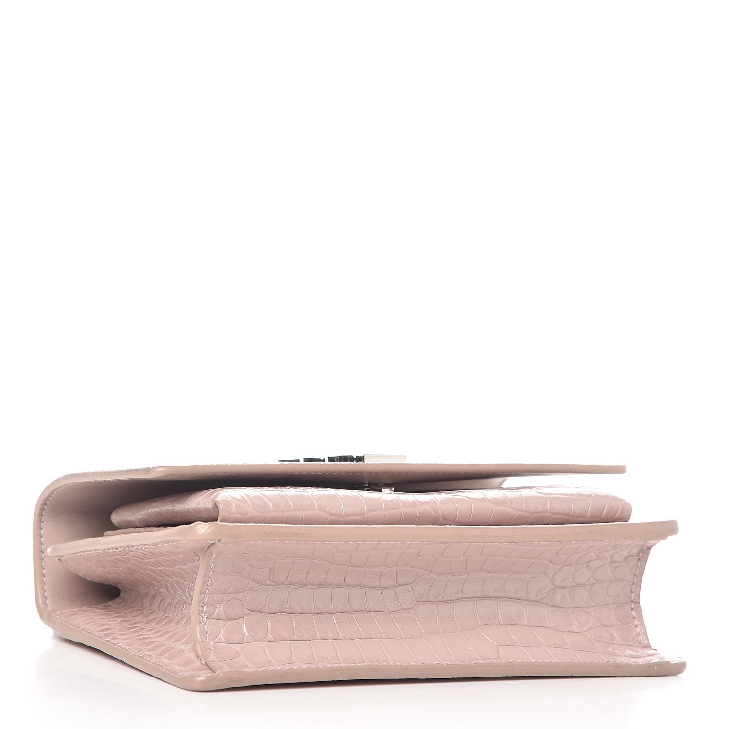 Saint Laurent Calfskin Crocodile Embossed Monogram Sunset Chain Wallet Soft Nude 4 of 8