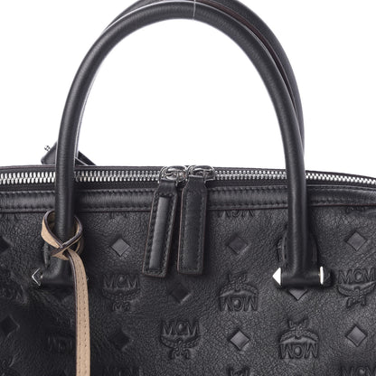 MCM Calfskin Ottomar Monogram Essential Boston Bag Black 7 of 9
