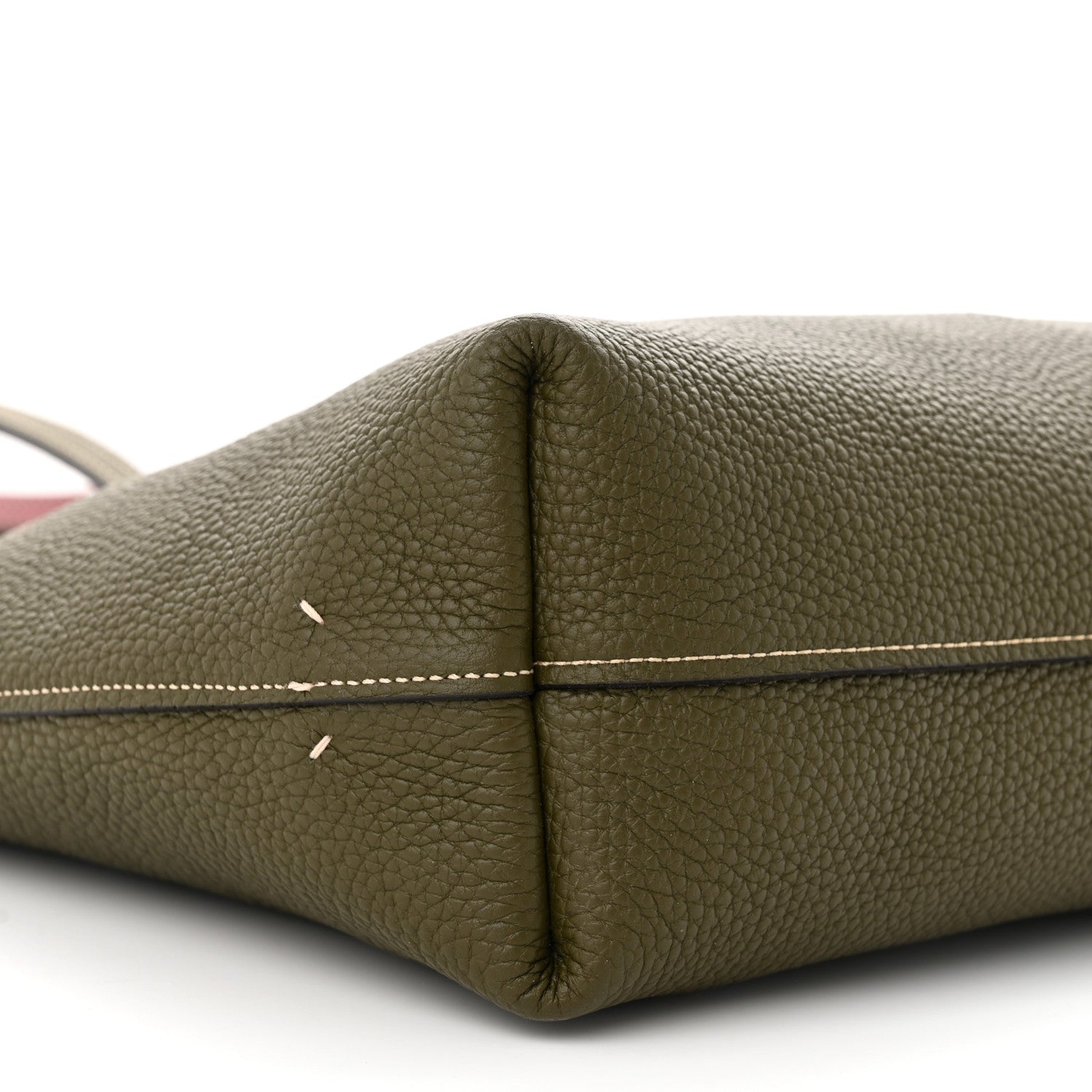 Moynat Taurillon Blush Calfskin Reversible Tote Dark Green Pink 14 of 16