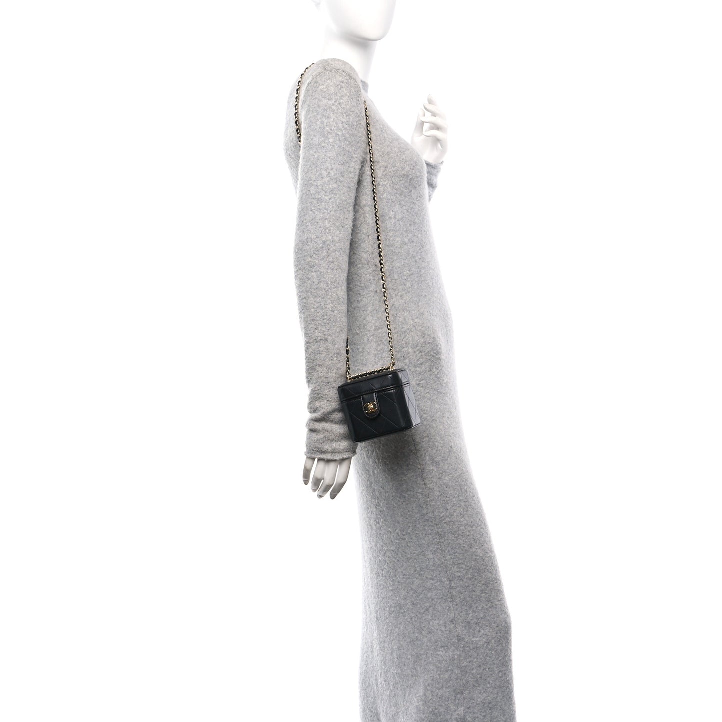 Lambskin Quilted Vanity Clutch With Chain Black