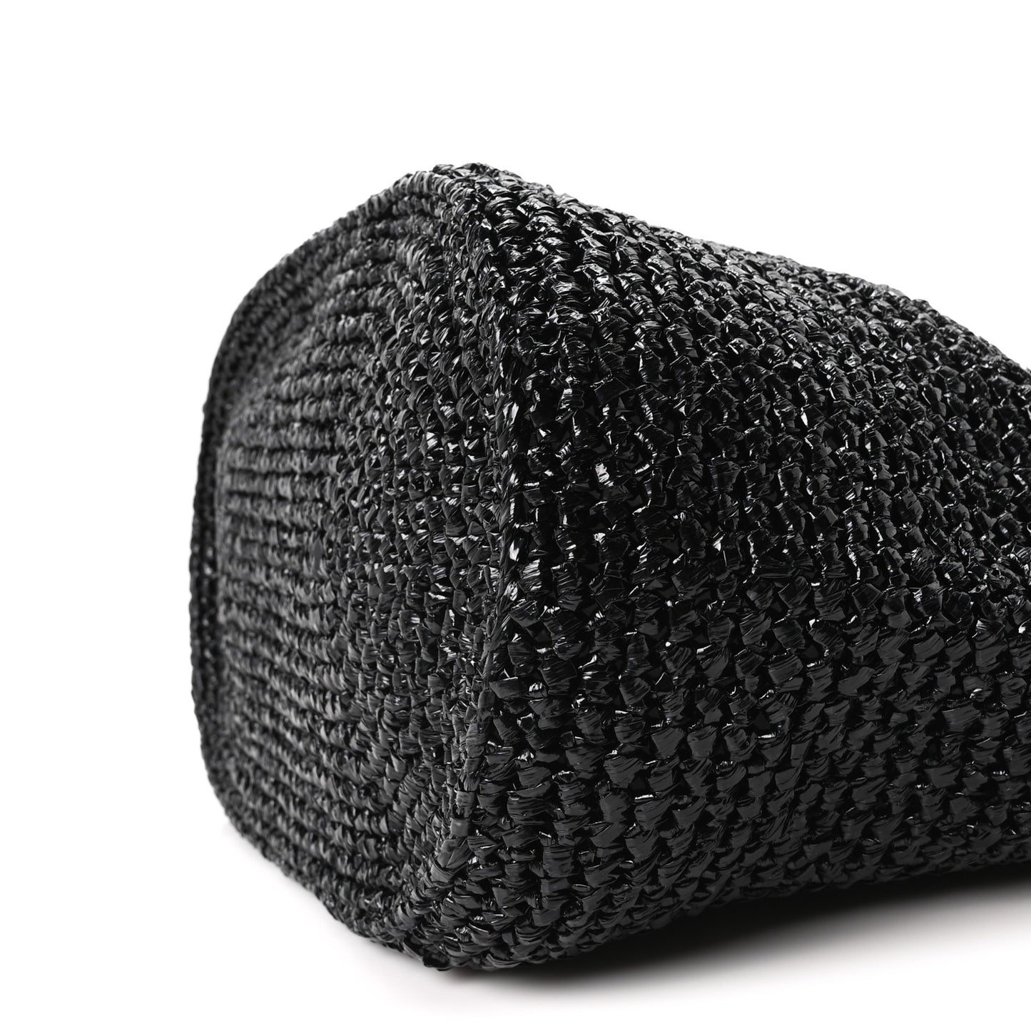 Raffia Woven Le Cagole Panier Tote Bag Black
