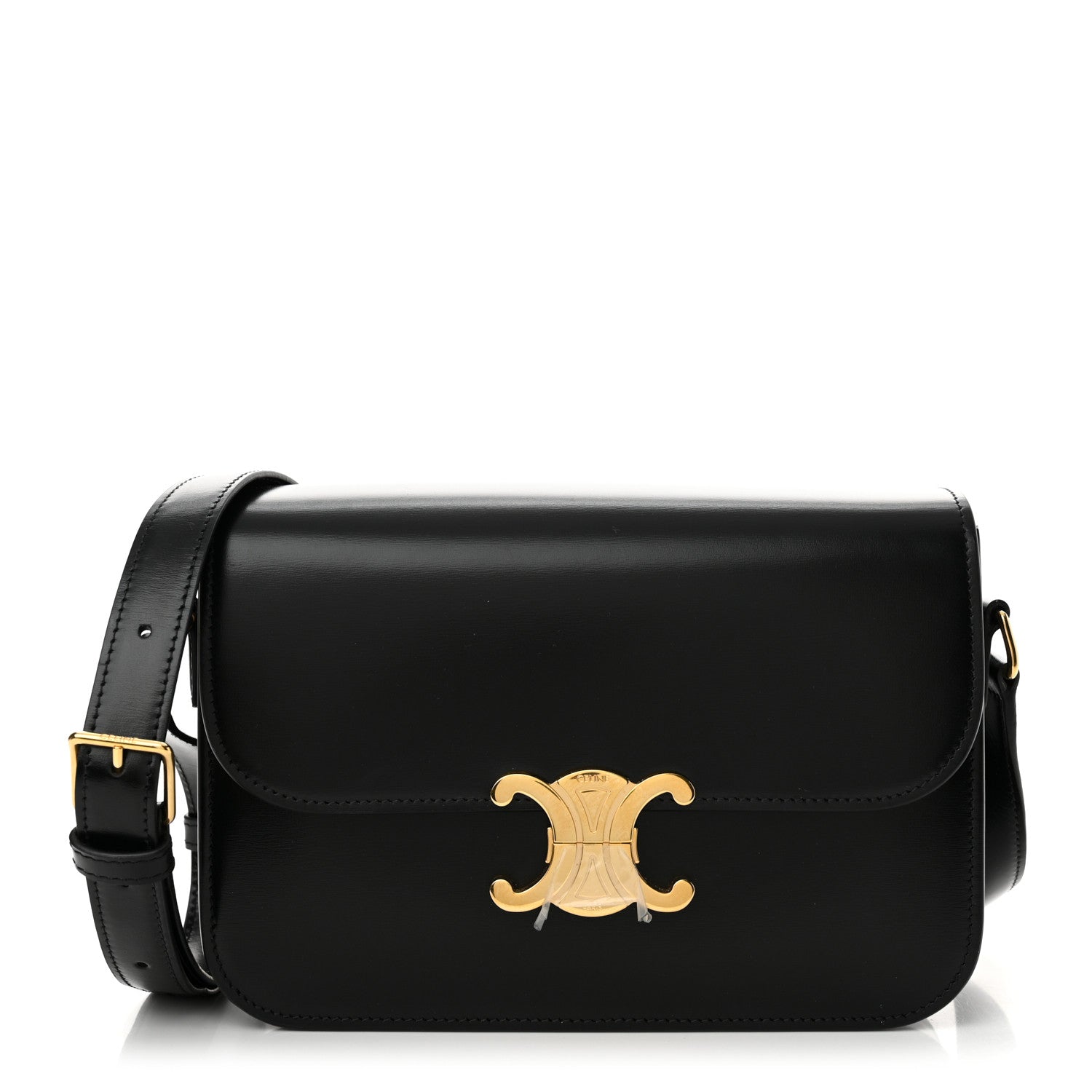 Celine Shiny Calfskin Medium Triomphe Black 1 of 11