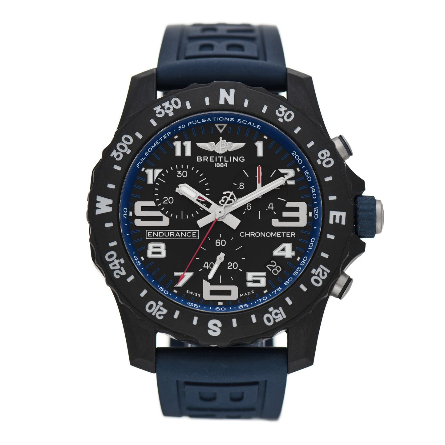 Breitlight Rubber 44mm Endurance Pro Chronograph Quartz Watch Black X82310