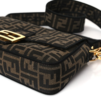 Fendi Fabric Jacquard FF 1974 Medium Baguette Tobacco Moro Black 9 of 9