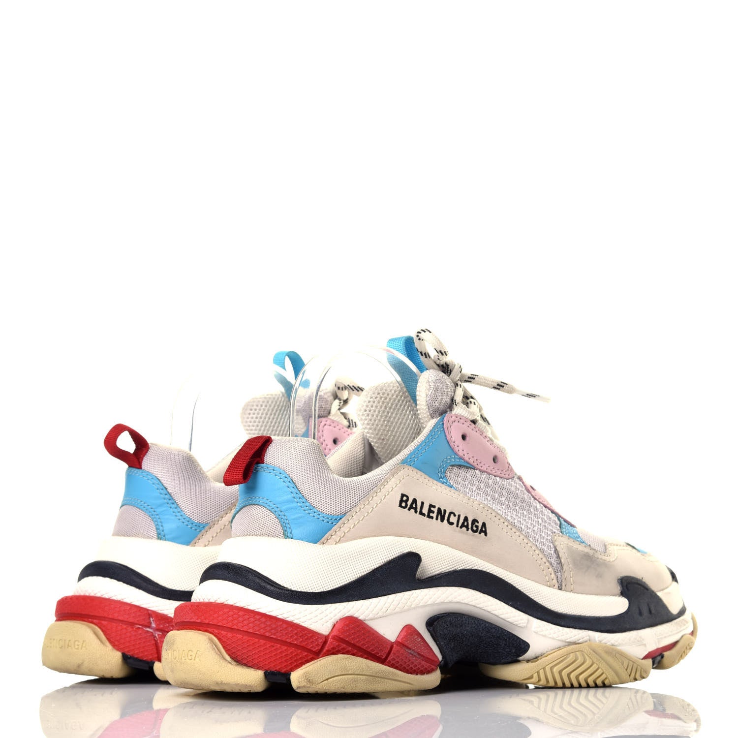 Balenciaga Fabric Mesh Womens Triple S Sneakers 39 White Blue Pink 4 of 7