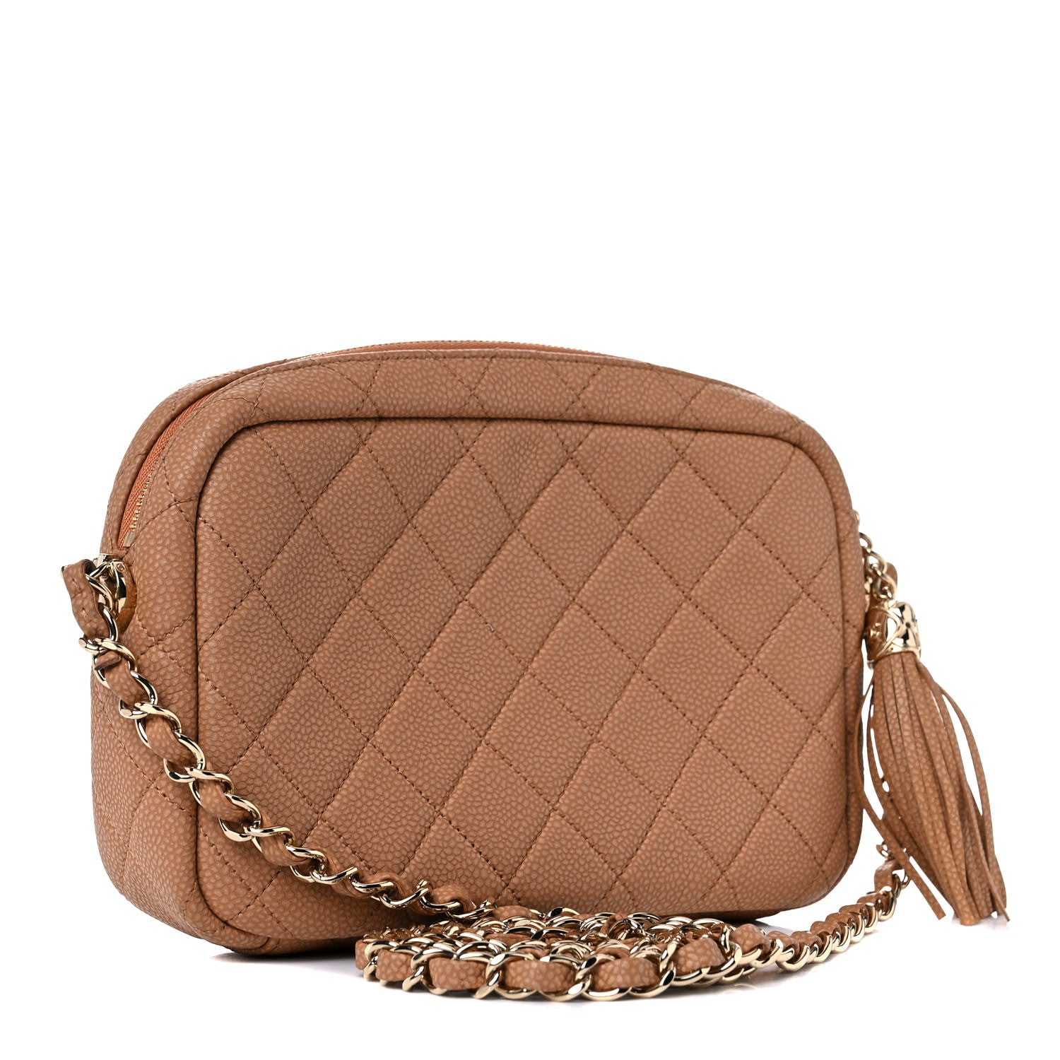 Chanel Iridescent Caviar Quilted Coco Tassel Camera Case Beige 3 of 9
