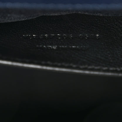 Saint Laurent Grain De Poudre Textured Mixed Matelasse Triquilt Medium Monogram Satchel Deep Marine 8 of 11
