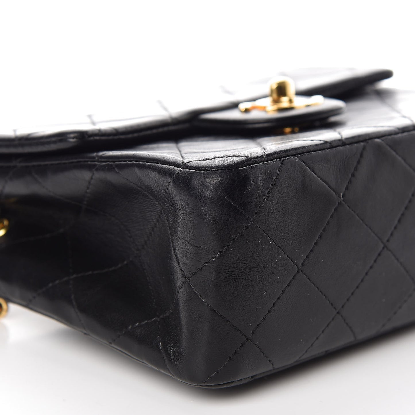Lambskin Quilted Mini Square Flap Bag Black