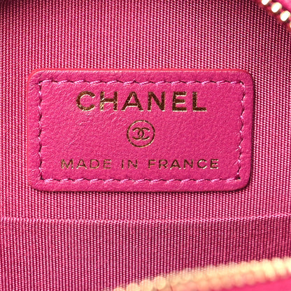 Chanel Shearling Chevron Quilted Round Clutch With Chain Pink 6 of 10