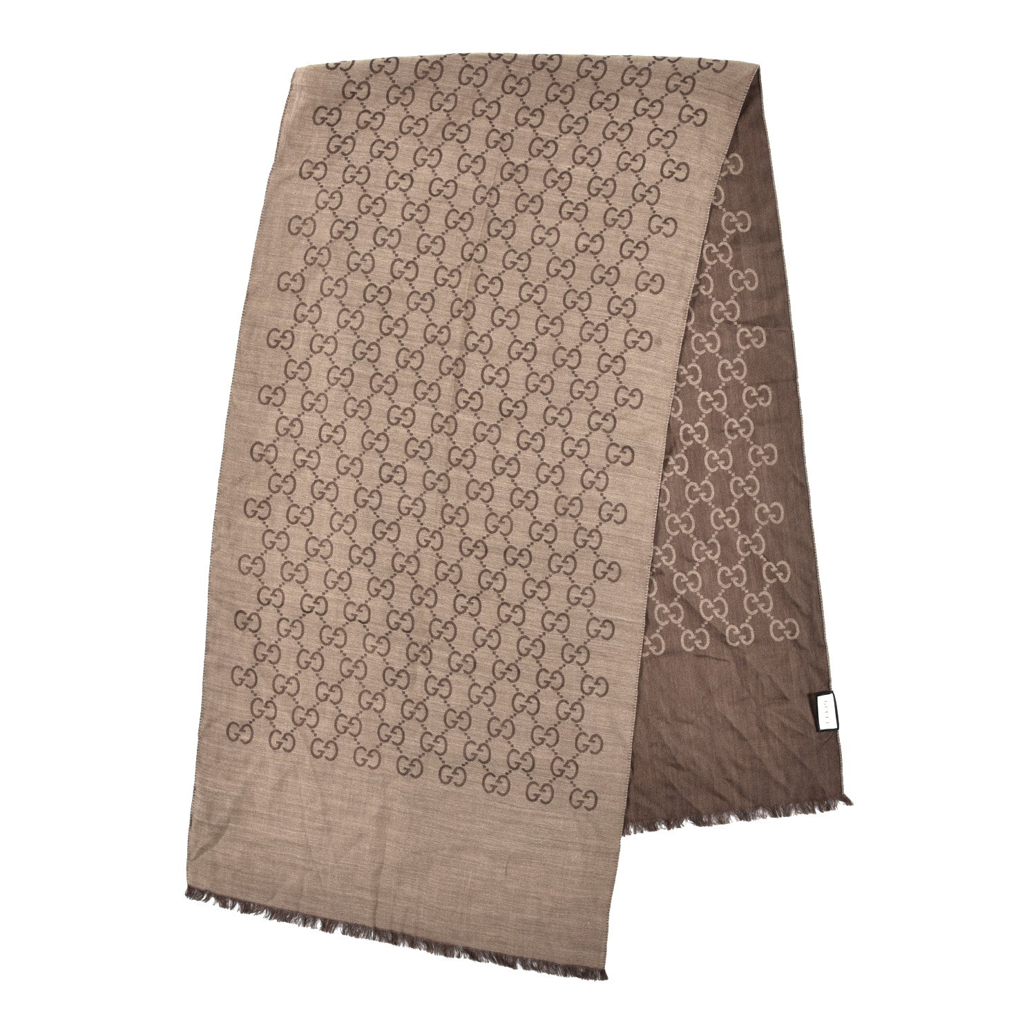 Gucci Wool Silk GG Monogram GGNat Scarf Rope Dark Brown 4 of 10