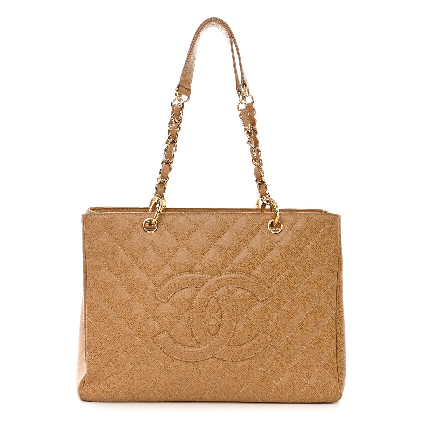 Caviar Quilted Grand Shopping Tote GST Dark Beige