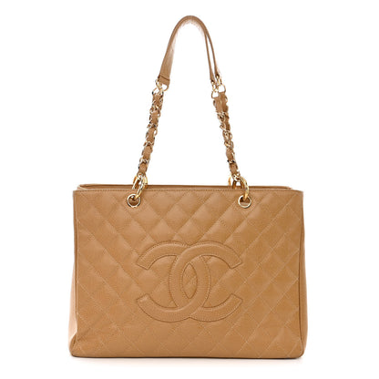 Chanel Caviar Quilted Grand Shopping Tote GST Dark Beige 1 of 14