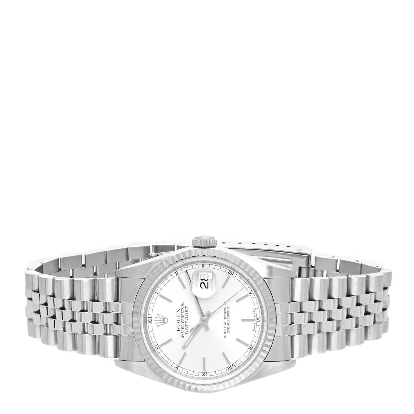 Stainless Steel 18K White Gold 36mm Oyster Perpetual Datejust Watch Silver 16234