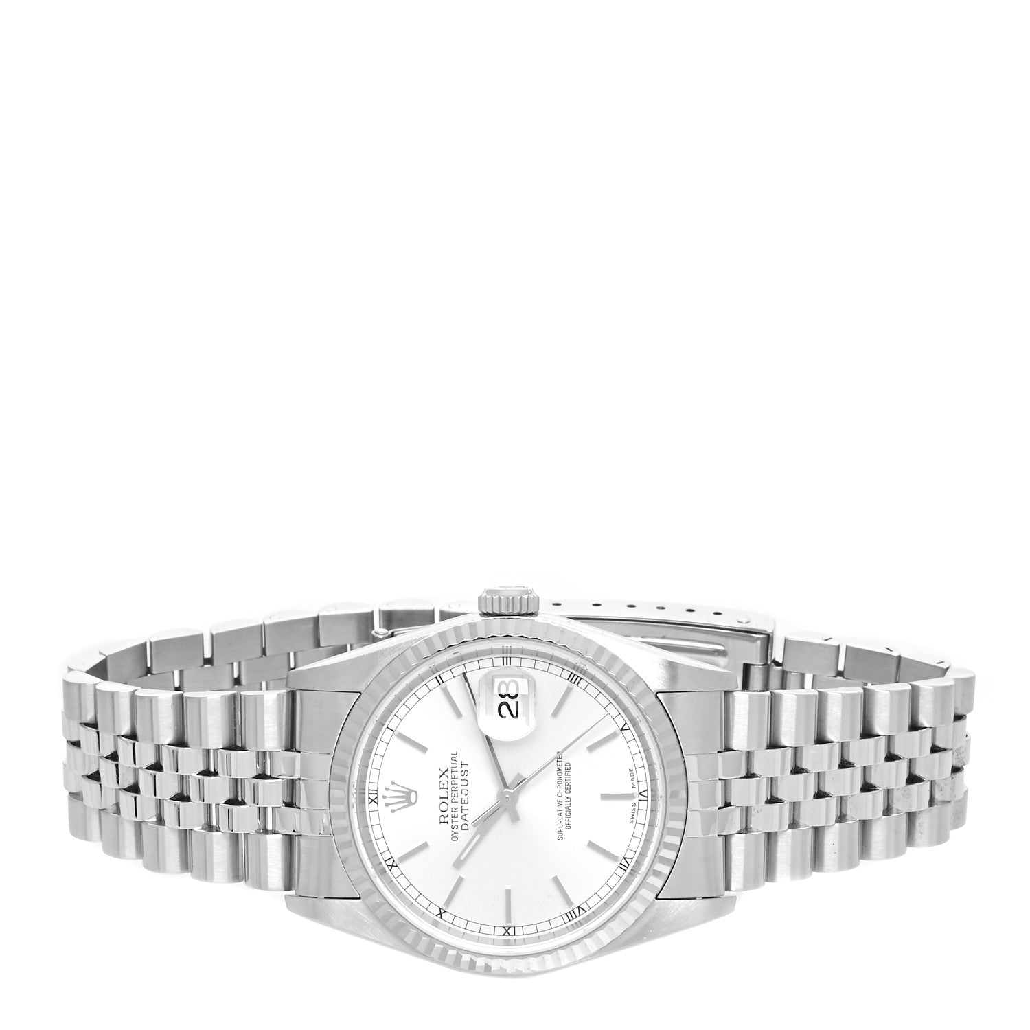 Rolex Stainless Steel 18K White Gold 36mm Oyster Perpetual Datejust Watch Silver 16234 2 of 4