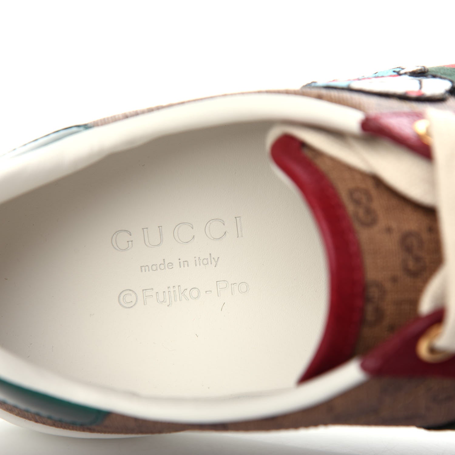 Gucci X DORAEMON Mini Vintage GG Supreme Monogram Web Womens Ace Sneakers 35.5 Beige Cherry Red 8 of 11