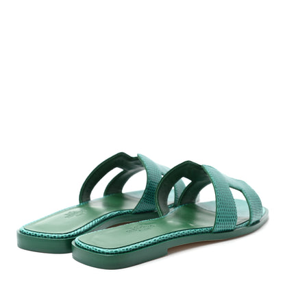 Hermes Lizard Oran Sandals 36 Vert Emeraude 4 of 8