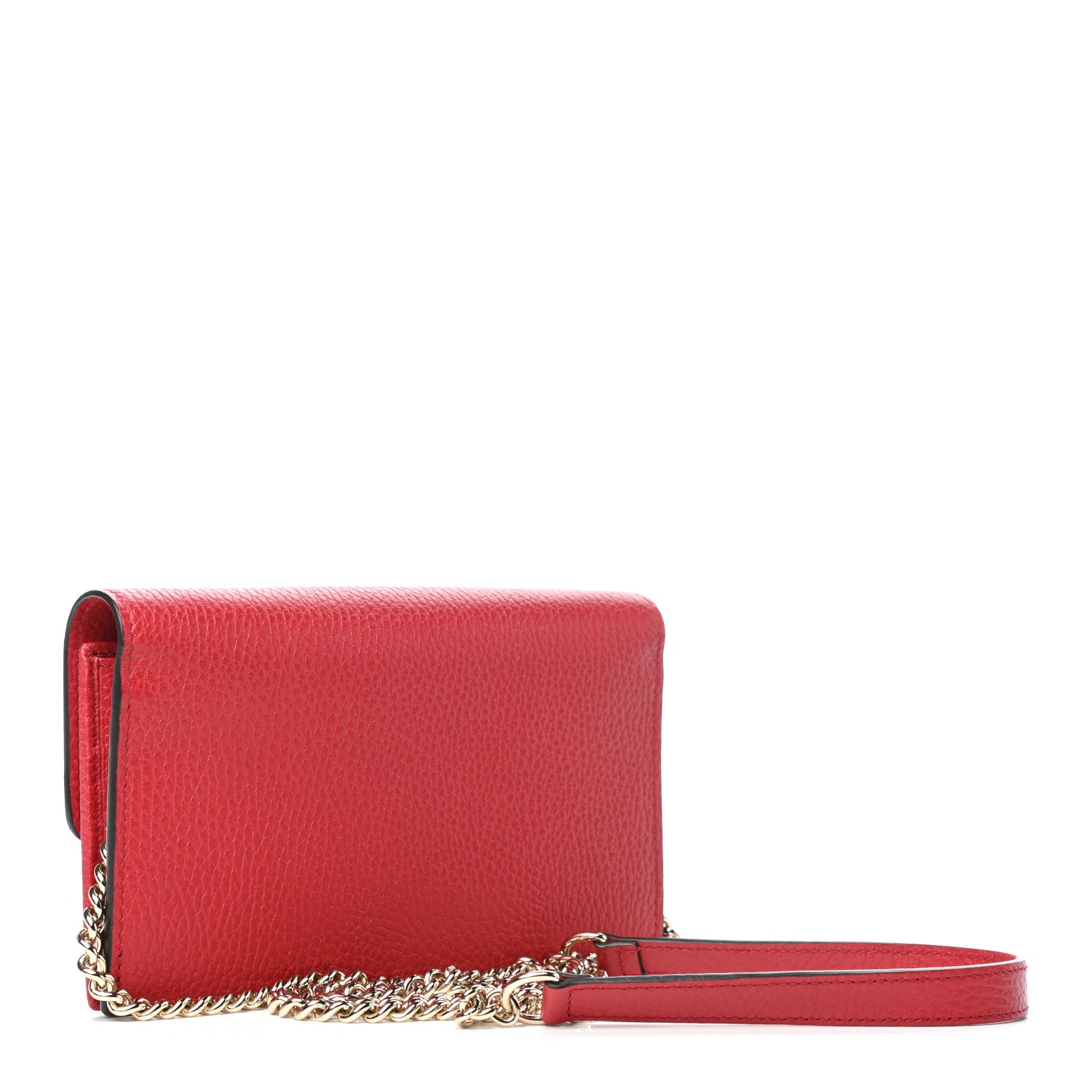 Gucci Dollar Calfskin Interlocking G Chain Wallet Red 3 of 10