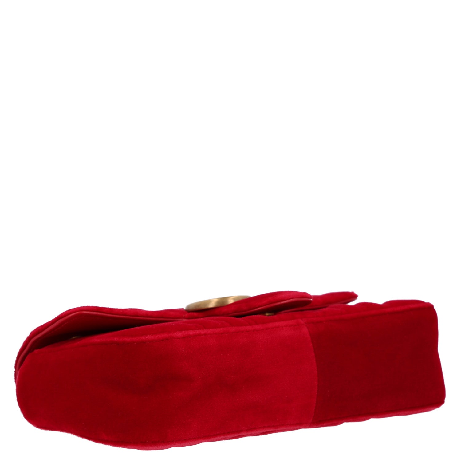 Gucci Velvet Matelasse Mini GG Marmont Shoulder Bag Hibiscus Red