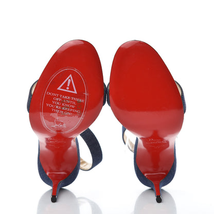 Christian Louboutin Denim PVC Jonatina 100 Sandals 37 Blue Transparent 5 of 9