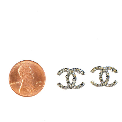 Chanel Crystal CC Earrings Silver 2 of 7