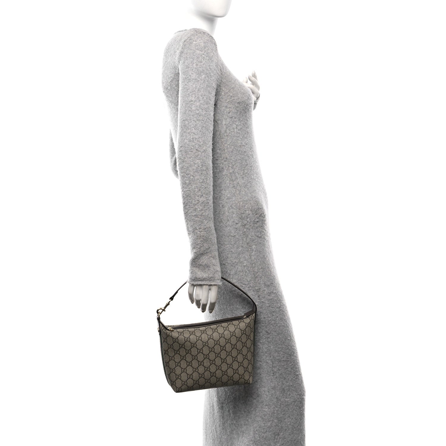 Gucci GG Supreme Monogram Textured Calfskin Web Super Mini Ophidia Shoulder Bag Beige Ebony New Acero 2 of 10
