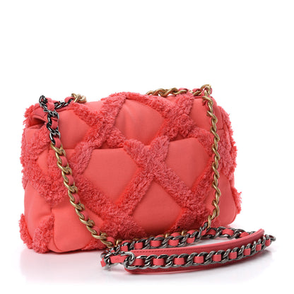 Chanel Cotton Canvas Quilted Medium Chanel 19 Flap Coral 3 of 10