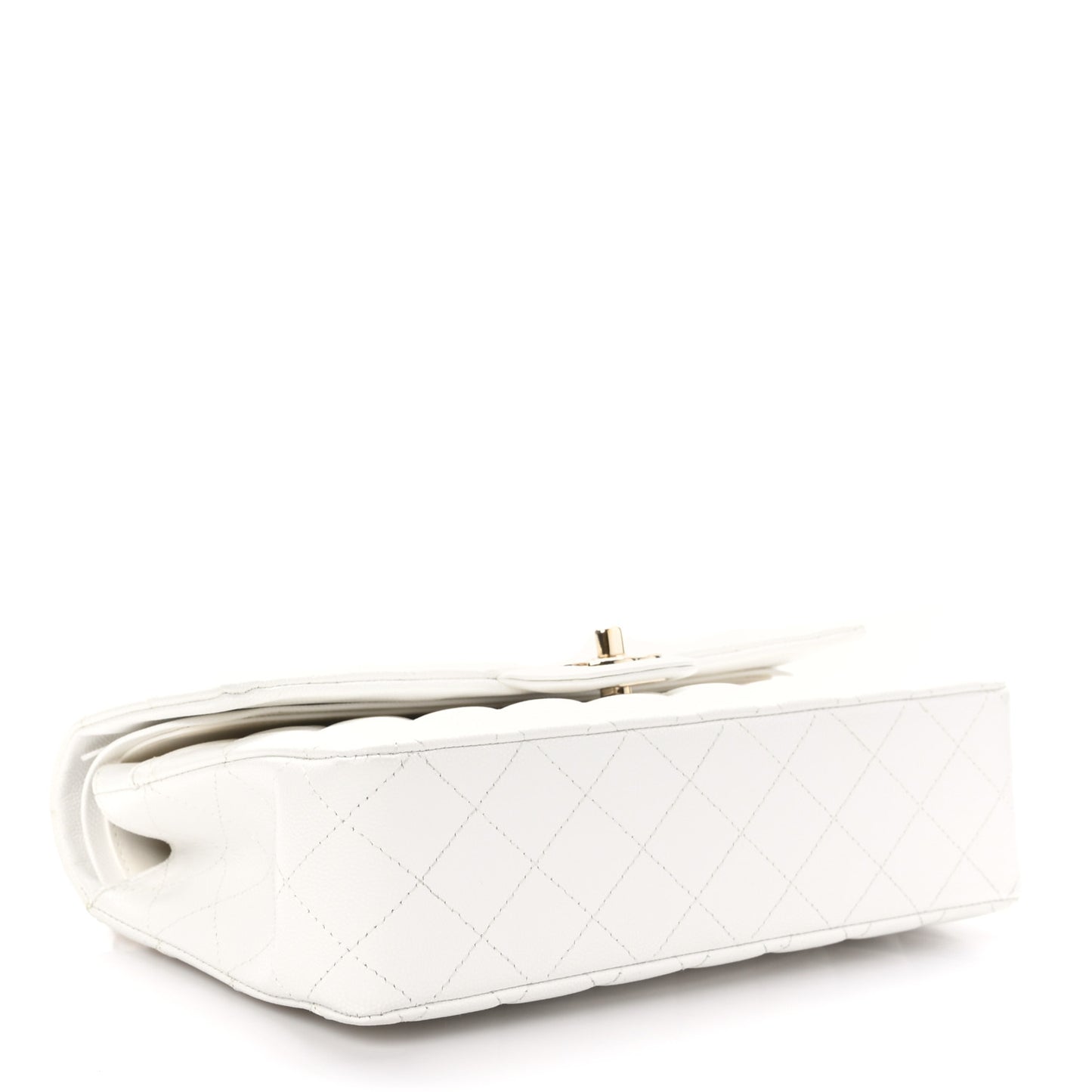 Caviar Quilted Medium Double Flap White