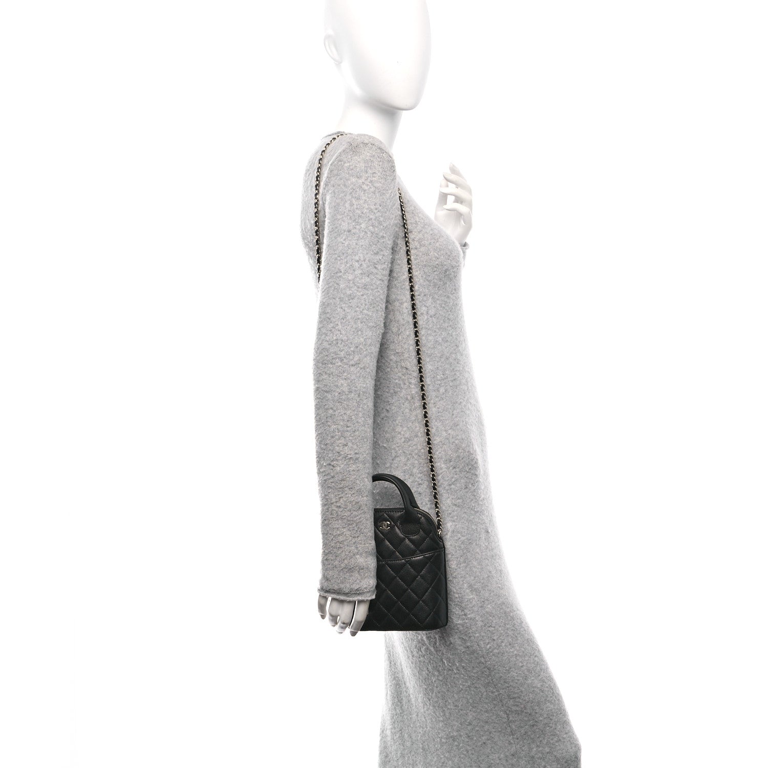 Chanel Caviar Quilted Top Handle Clutch With Chain Black 2 of 11