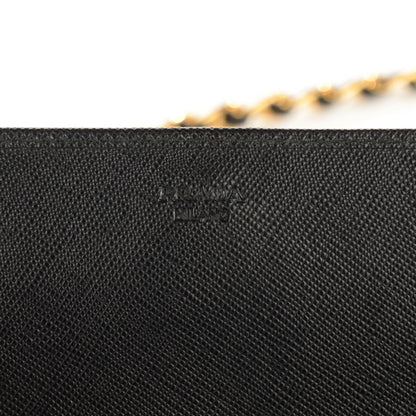 Prada Saffiano Metal Oro Chain Wallet Nero Black 6 of 8