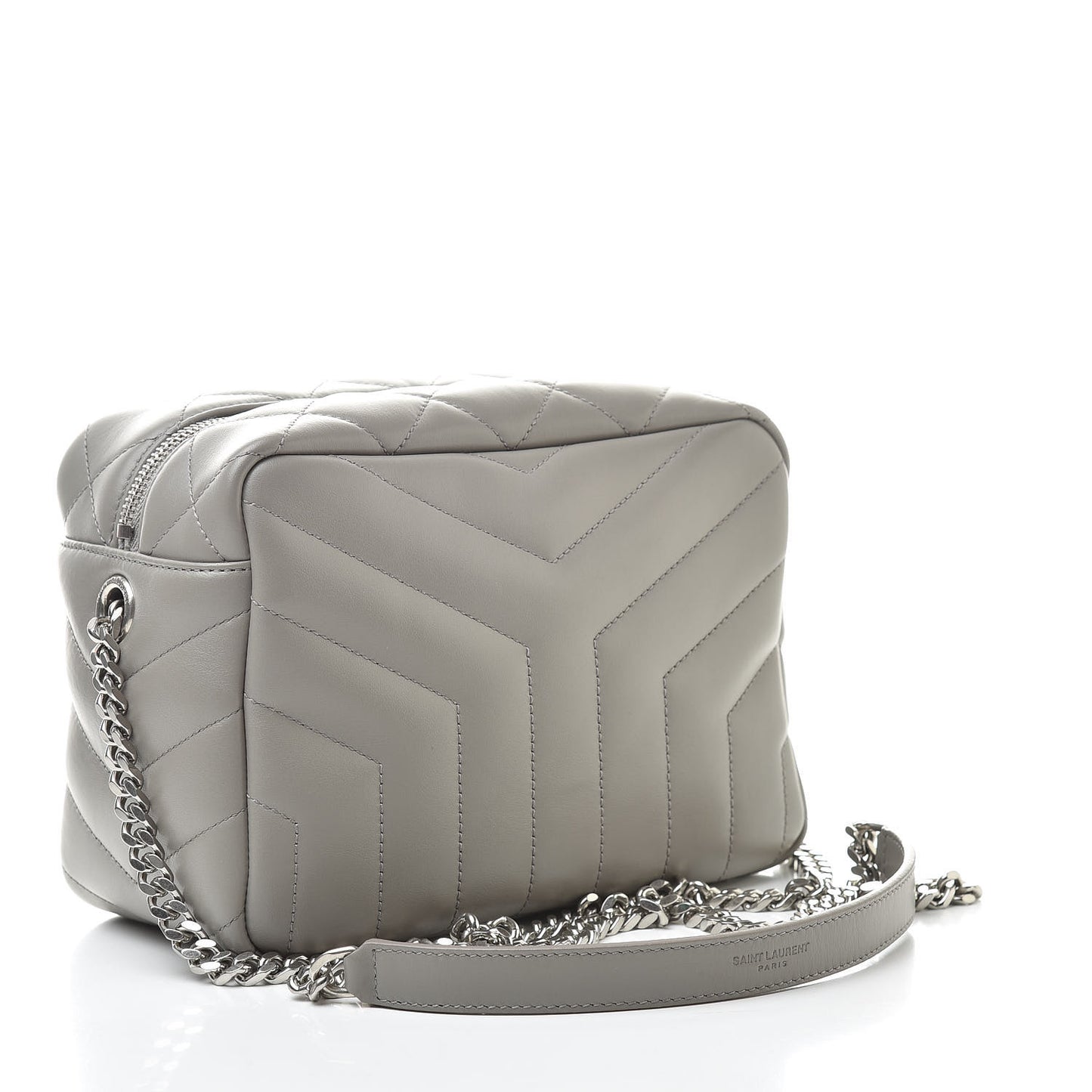 Calfskin Y Quilted Monogram Small Loulou Bowling Bag Light Gray