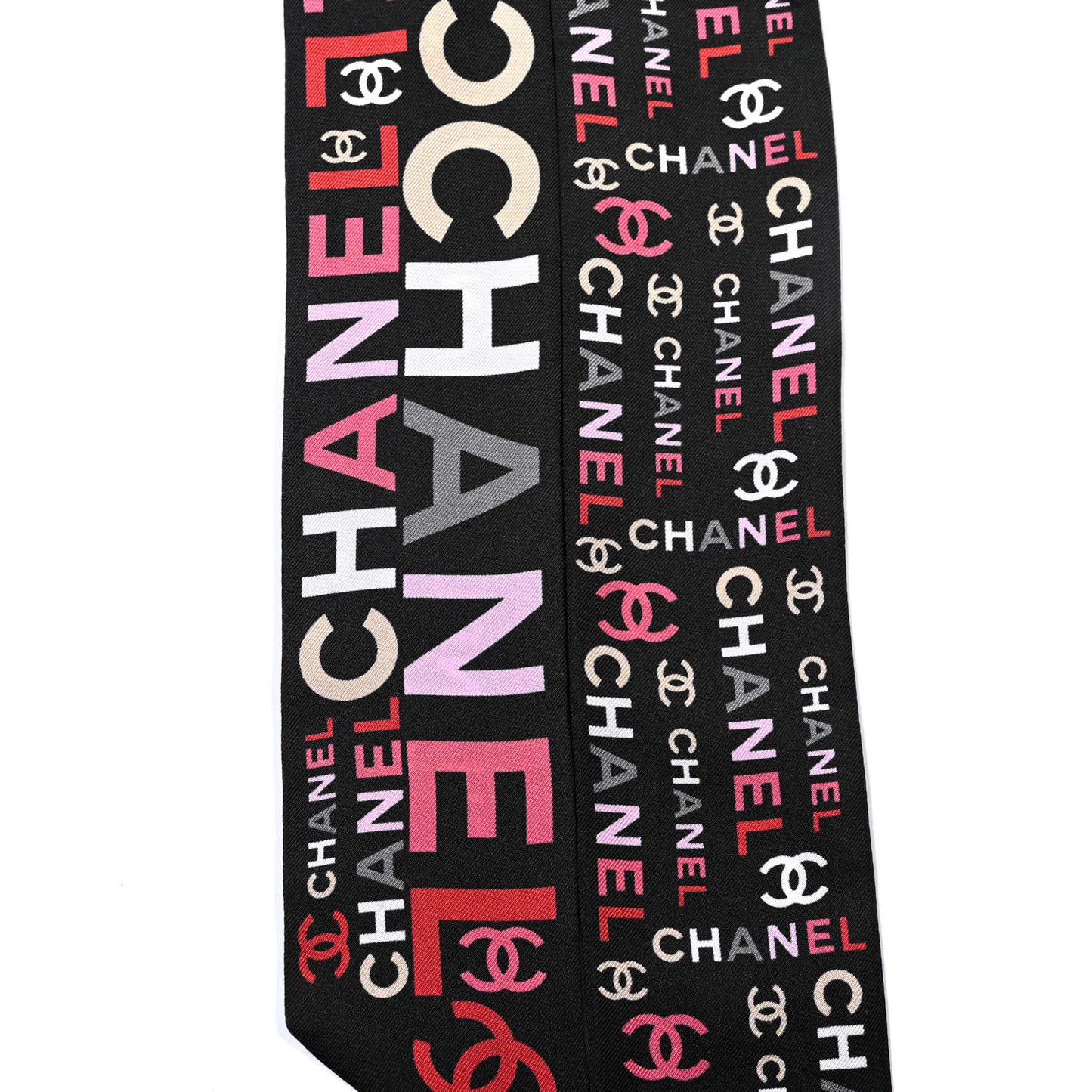 Silk Twill Slim Logo Bandeau Scarf Black