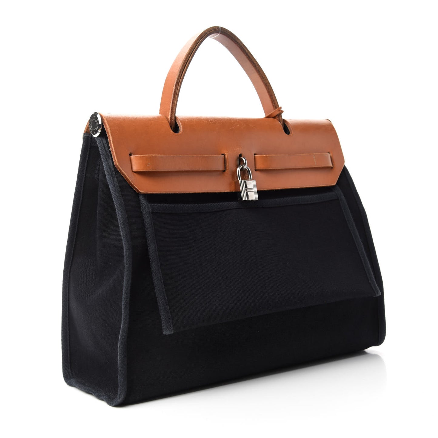 Toile Vache Calfskin Herbag 30 PM Black Natural