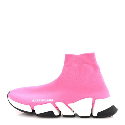 Balenciaga Neoprene Knit Womens Speed Sneakers 38 Pink White 1 of 9